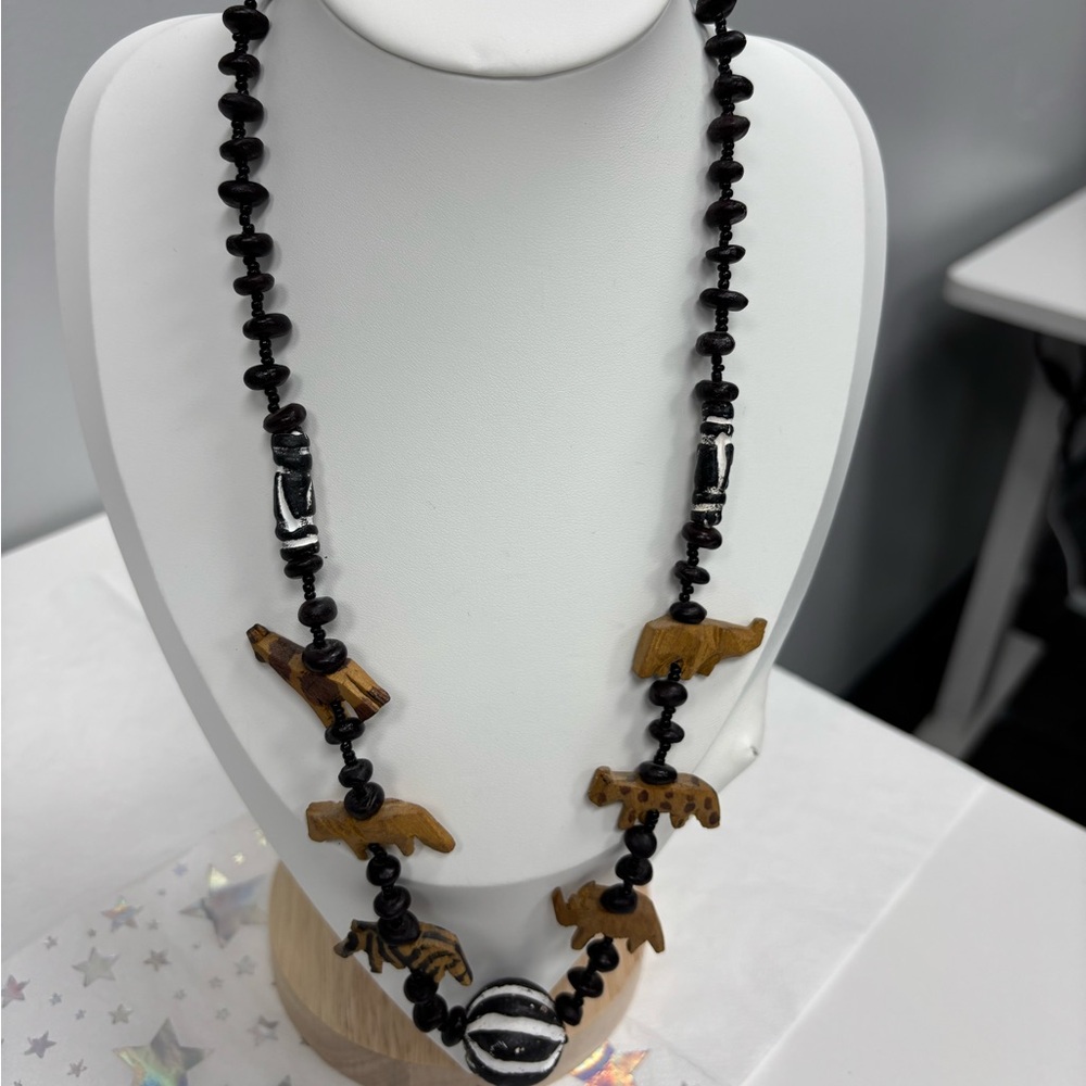 Wooden African animals  Boho necklace